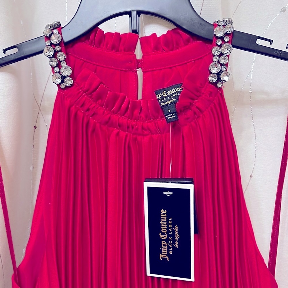 ✨NWT Juicy Couture | Pleated Halter Maxi Dress, Post Punk Pink, fuchsia